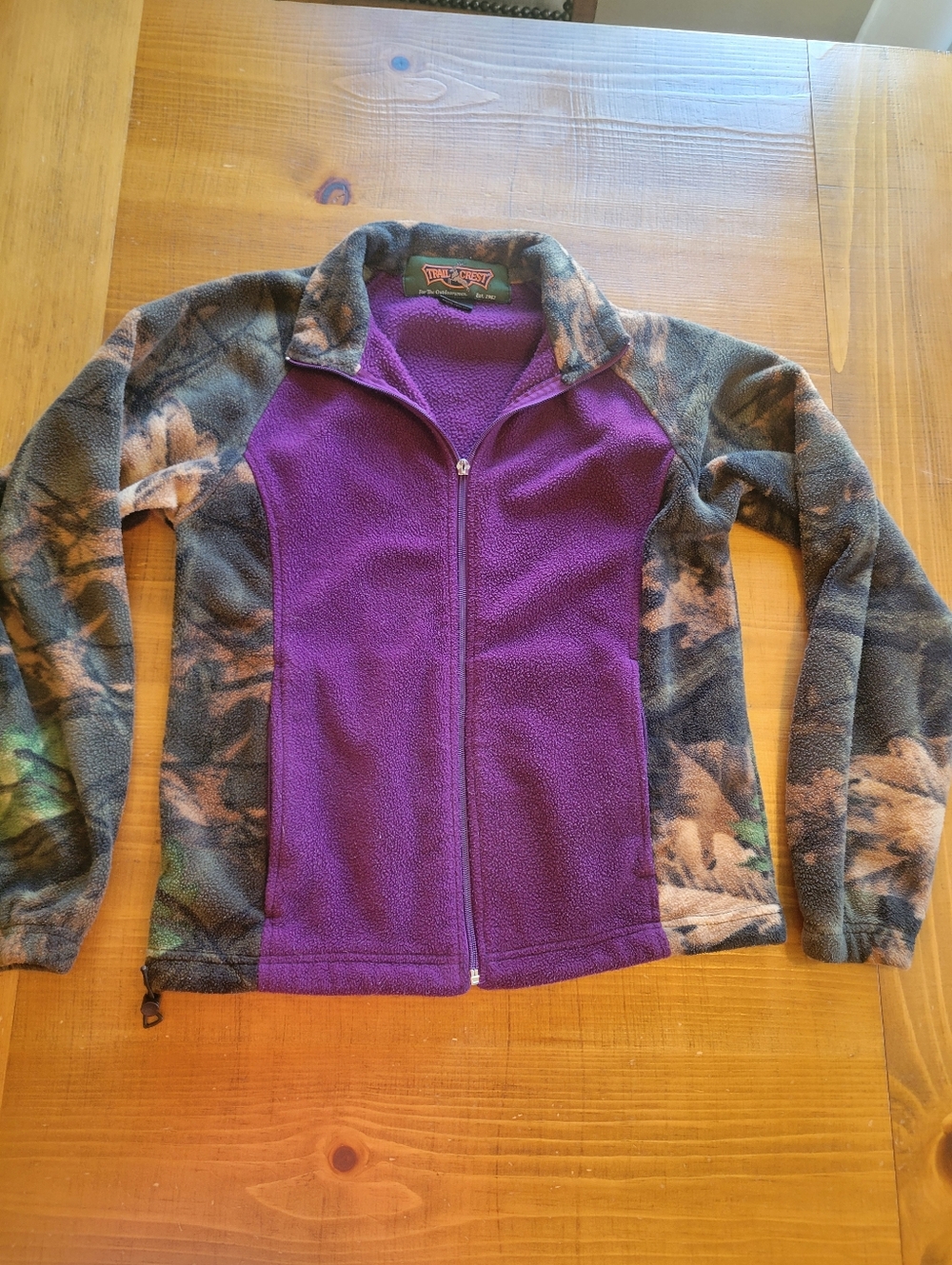 Trail Crest Purple Camo Camouflage Full Zip Fleece Jacket Sweatshirt Size S